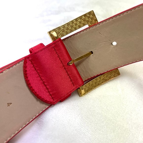 Auc ST.John NWOT Swarowski crystals wide silk/leather Red belt 44737 - Picture 8 of 11